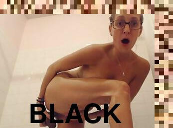 Fucking Herself In Bathtub With Big Black Dildo