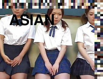 Asian blowjob by a slender schoolgirls