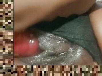 orgasmo, amateur, maduro, negra-ebony, negra, a-solas, tatuaje