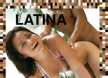 fitta-pussy, hardcore, latinska, bikini, rakad, små-bröst