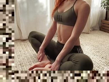 A lovely yoga teacher in tight leggings