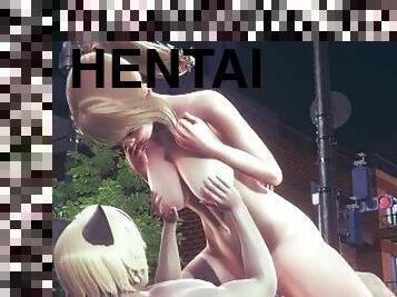 asiatisk, cumshot, gigantisk-kuk, tonåring, japansk, creampie, anime, hentai, 3d, kuk