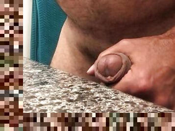No hands play while shaving the bear. Finishing with a huge cumshot