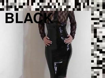 Black latex dress heels and egs