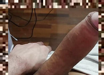 jerking off my uncut cock