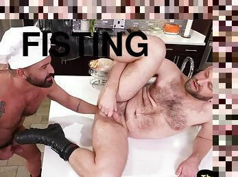 fisting, behåret, anal, bøsse, køkken, piercet, fetish, uniform, støvler, tatovering