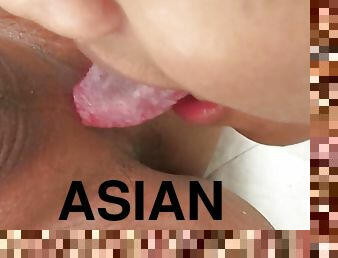 Peeing Asian gay fucks twink in asshole in bathroom