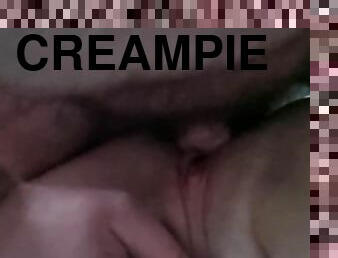 Deep creampie inside horny burnette
