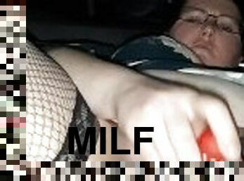 Thick MILF in Car Back Seat Squirting Creamy Cum Down Ass