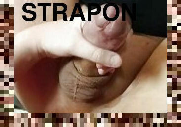 strapon, anal, udløsning, kæmpestor-pik, legetøj, spiller, synsvinkel, sperm, dildo, fetish