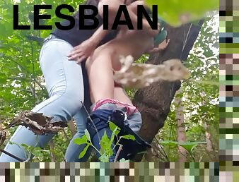 Hard lesbian sex in the forest - Lesbian illusion