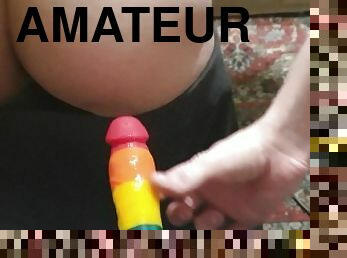 Ass fucked rides dildo