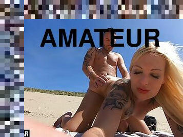 amatør, anal, tysk, creampie, strand, synsvinkel, blond, tatovering