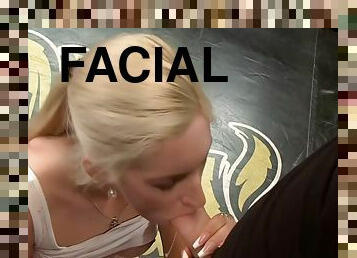 cumshot, fingret, facial, europeisk, blond, euro