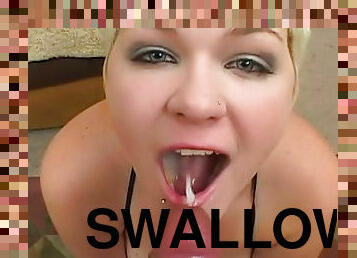 Claudia Downs swallows lots of tasty sperm
