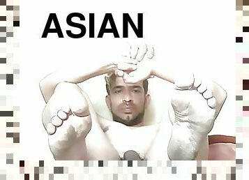 asiatisk, bad, pappa, masturbation, gammal, avsugning, cumshot, gigantisk-kuk, gay, avrunkning