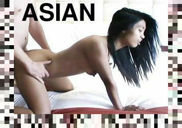 asiatisk, behåret, anal, pikslikkeri, udløsning, milf, hardcore, creampie, fillipinsk, brunette