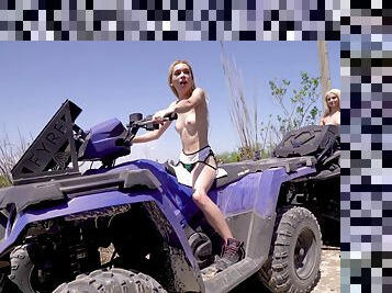 Dazzling blondes share cock out into the wild
