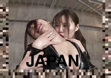 lesbiana, japonés, trío