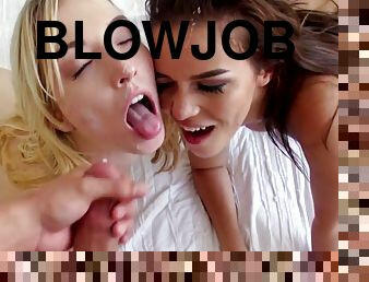 doggy, babes, blowjob, cumshot, tenåring, hardcore, trekant, facial, cum, riding