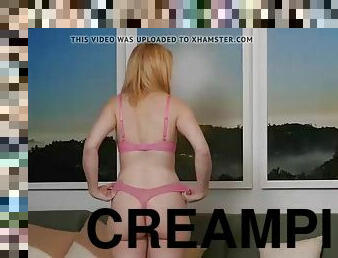 Creampie filling for this strawberry blonde calendar girl