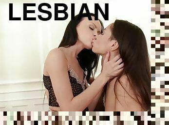 masturbation, lesbisk, par, fingerknull, kåt, brunett