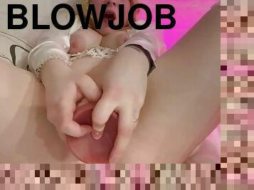 Relax and enjoy my slobbering blowjob!  HUGE dildo!