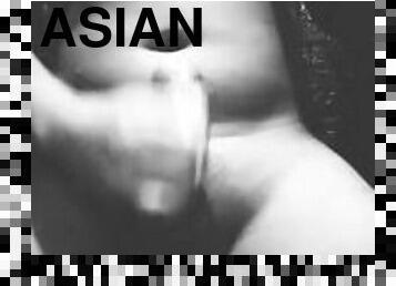 asiatisk, masturbation, amatör, cumshot, gigantisk-kuk, tonåring, avrunkning, ensam, kuk