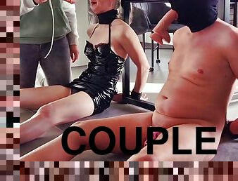 Mistress teases Her slave couple