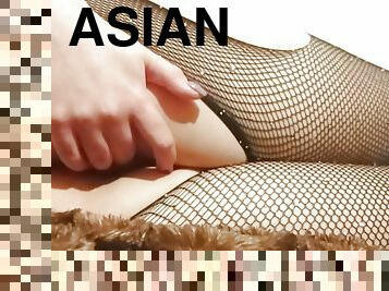 asiatique, cul, levrette, masturbation, vieux, orgasme, collants, chatte-pussy, amateur, anal