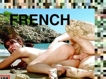 Anal gonzo at the beach with French Mandy Layne
