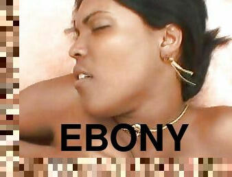 Ebony babe enjoys hardcore interracial sex