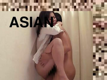 asiatisk, hårete, utendørs, japansk, deepthroat, kamera, fingret, vakker, brunette, erotisk