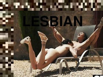 Watch two cute girls enjoy dripping wet lesbian sex in the sun - Eileen sue