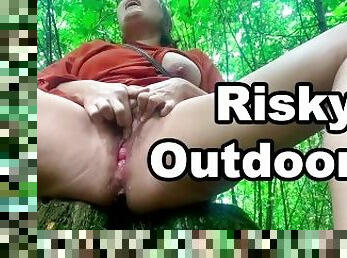 RISKY OUTDOOR SQUIRTING ORGASM IN FOREST. PUBLIC FLASHING SAGGY TITS. HAIRY PUSSY FLASH AMATEUR MILF