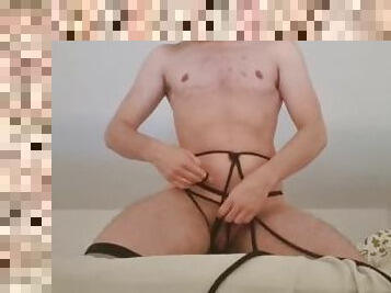 Horny transboy do shibari for daddy