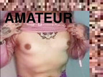 masturbation, shemale, amatör, brudar, avrunkning, naturlig, söt, petit