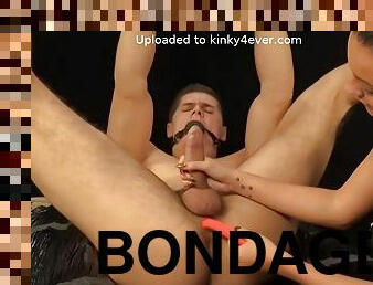 anal, juguete, sadomasoquismo, atada, amordazada, bondage