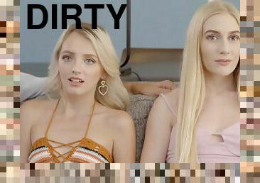 Petite teens Emma Starletto and blonde Kate Bloom swap dirty stepdads