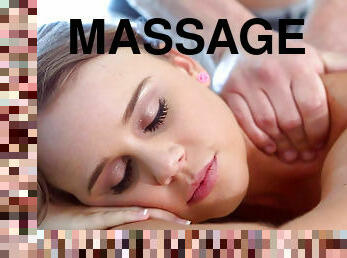 Pretty brunette is having sex massage