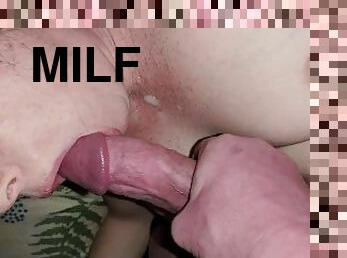 röv, storatuttar, pappa, fru, amatör, cumshot, gigantisk-kuk, milf, rödhårig, slyna