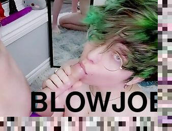 Young Green Haired Femboy Slut Gets Face Fucked By Huge Twink Cock