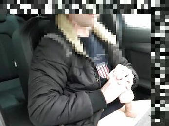 Risky masturbating in car on the public (imagine blowjob)