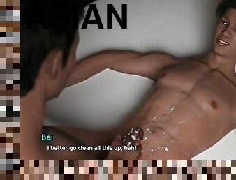 asiatique, papa, amateur, anal, ejaculation-sur-le-corps, gay, japonais, couple, point-de-vue, horny