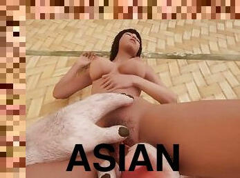 asiatisk, store-pupper, pussy, lesbisk, handjob, pov, kjæreste-girlfriend, hentai, 3d, pupper