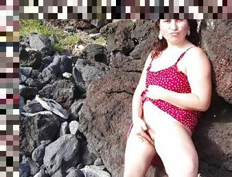 berambut, di-luar, kencing, awam, alat-kelamin-wanita, muncrat, amateur, milfs, ibu, pantai