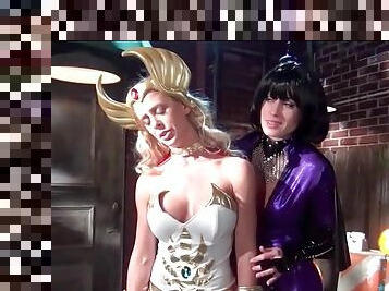 Costumed babes in lesbian femdom porn