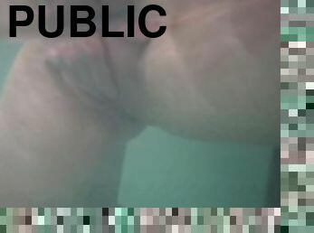 masturbation, publik, sprut, pool, undervatten