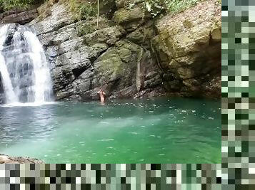 Magical queer trans waterfall swim and masturbation
