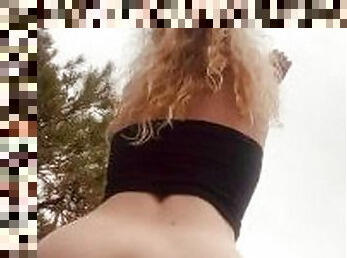 en-plein-air, amateur, anal, milf, joufflue, blonde, gode, exhibitionniste